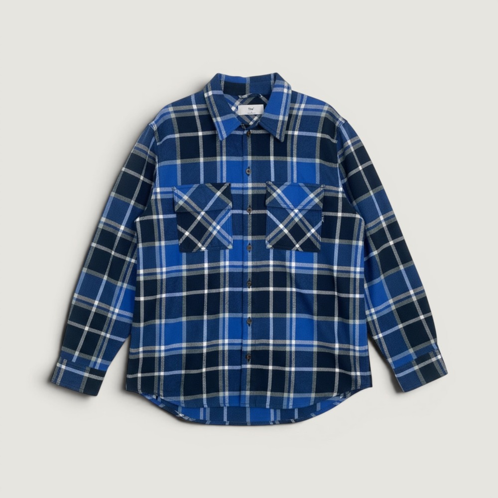 Aritzia Tna Thick Plaid Flannel Oversized Blue Size 2